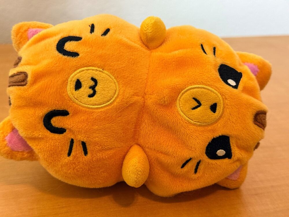 teeTurtle Reversible Orange/Tan/Pink Cat Plush Stuffed Animal, Small 2023